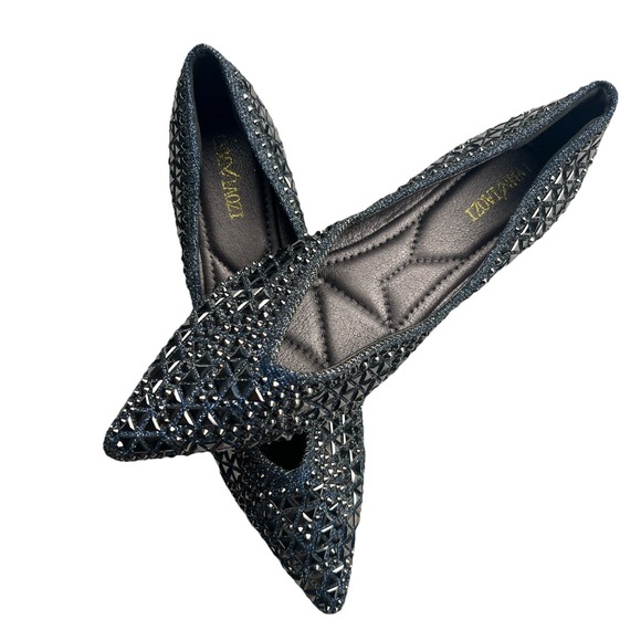 The Unbranded Brand Shoes - Rivets Flats Pointed Toe Glitter Beading Ballerian Shoes Shallow Mouth Sequined
